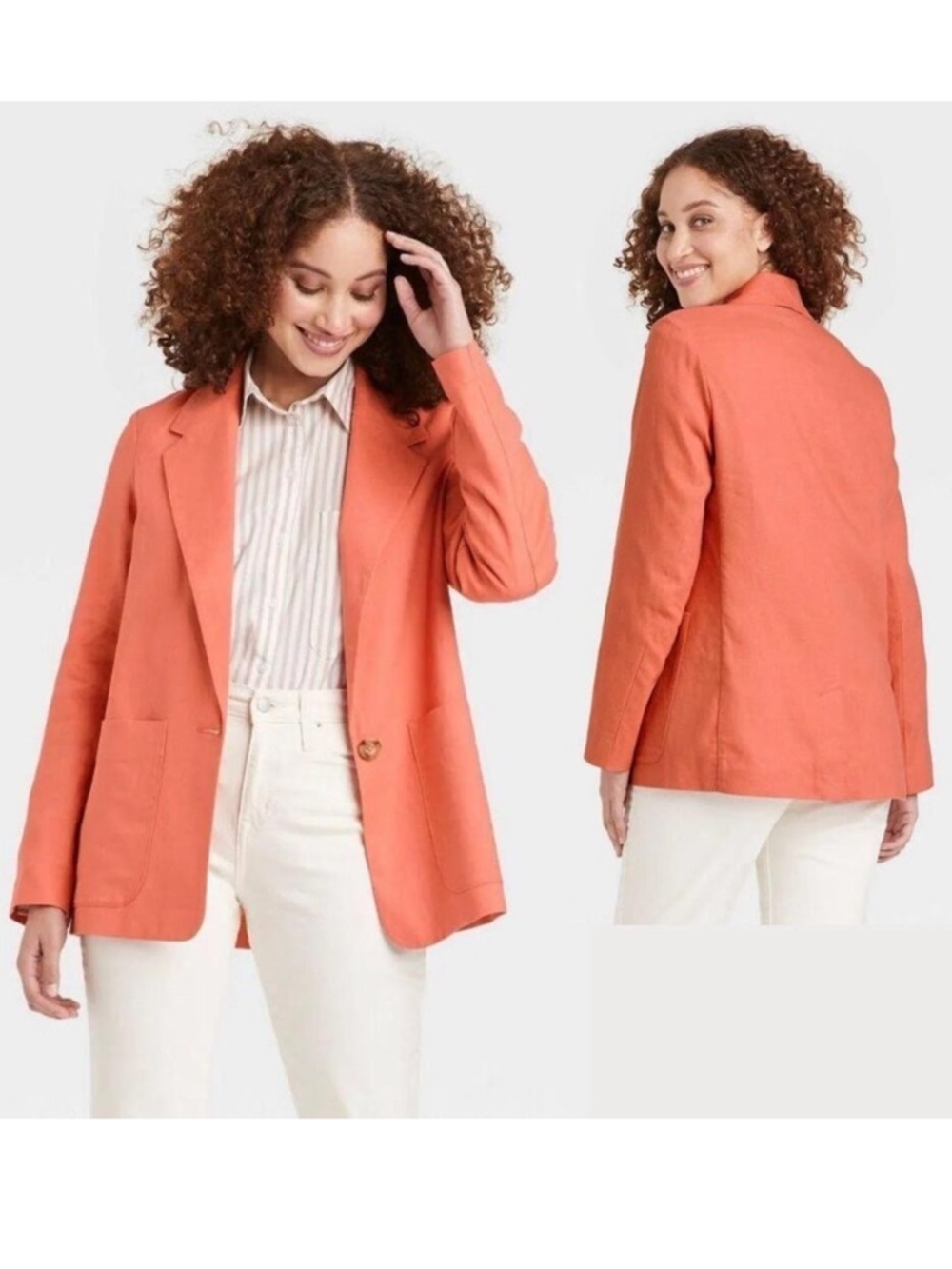 NWT A New Day Coral Linen Blend Blazer Jacket | XS